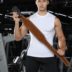Leather Deep Squat Exercise Waist Support Belt for Men and Women, Training Weightlifting Waist Belt Gym Deadlift Professional Grade Wide Adjustable