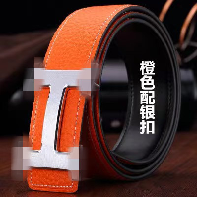 潮流扣腰带皮带简约平滑牛皮时尚跨境男士批发商务带工年轻腰带年|undefined