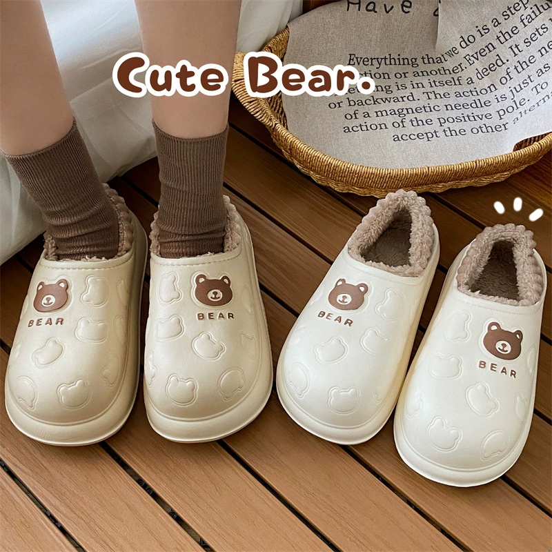 Водонепроницаемые хлопчатобумажные тапочки для женщин зимний крытый дом 2024 новые сумки для ношения на улице теплые плюшевые хлопчатобумажные туфли для мужчин