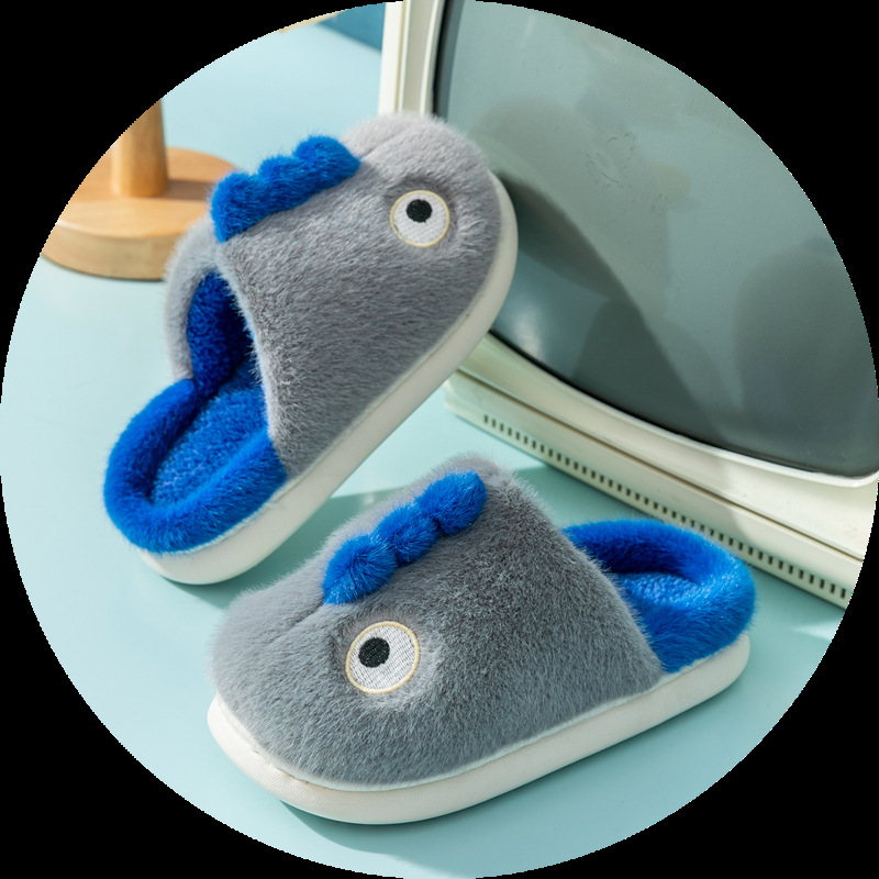 Zapatillas Cixi Uno 2024 Nuevas Pantuflas de Algodón para Niños con Diseño 3D de Dragón, Pantuflas de Casa para Niños Pequeños y Niños.