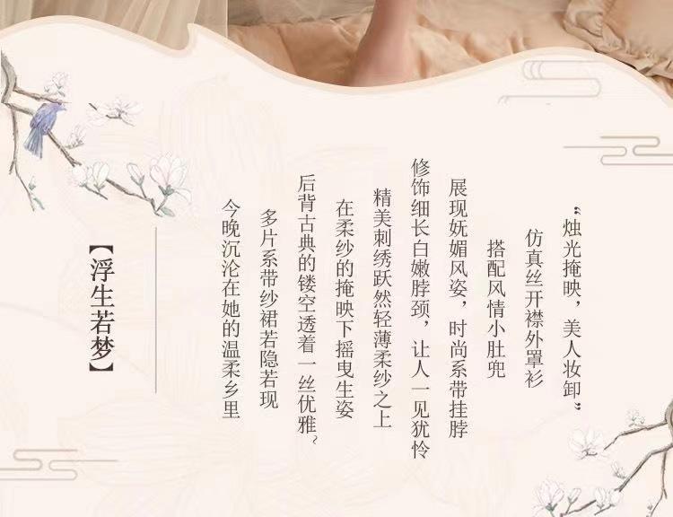 Hanfu-Style Bellyband Lingerie Set with Sleeves, Skirt and Briefs — detail image 3