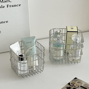 Square metal table storage basket stainless steel, storage system