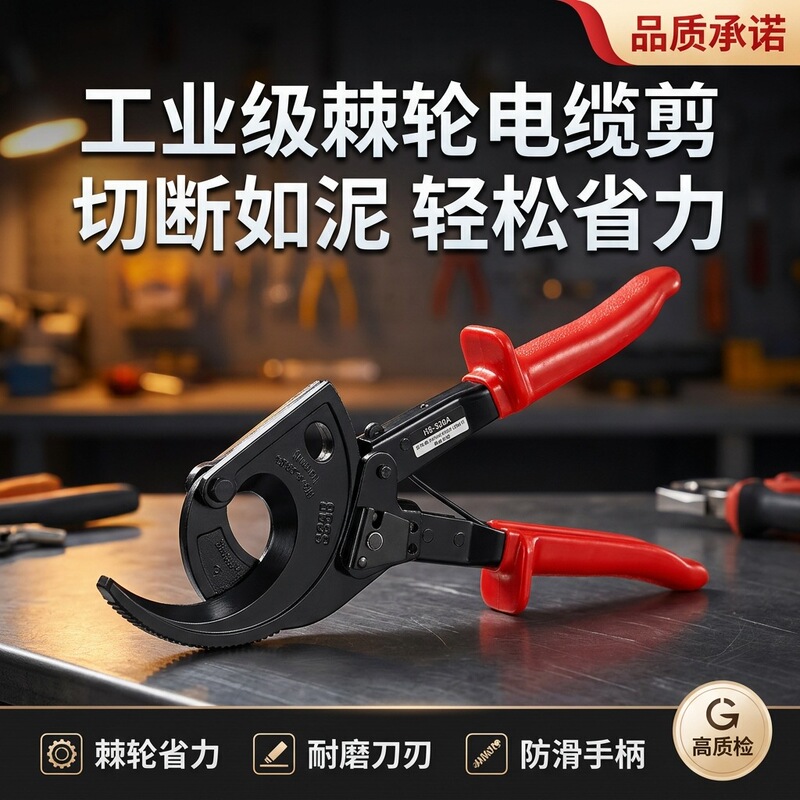 Ratchet-Type Copper-Aluminum Cable Cutter Made of Carbon Steel, Professional Wire Cutting Pliers, Electrician's Wire Cutting Pliers, 520A Cable-Specific Cutter Ratchet-Type Copper-Aluminum Cable Cutter Made of Carbon Steel, Professional Wire Cutting Pliers, Electrician's Wire Cutting Pliers, 520A Cable-Specific Cutter