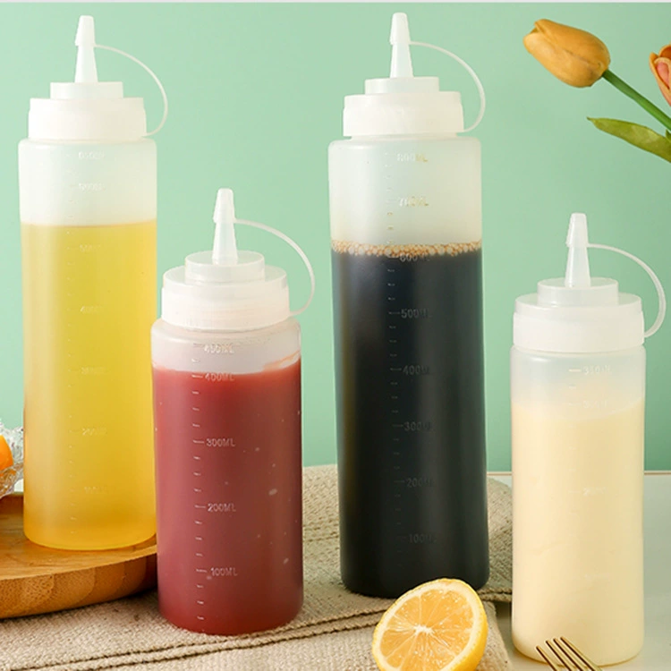 Сожмите бутылку соуса Пластиковая бутылка для специй для салата и томатная бутылка для домашнего соуса со шкалой для кухни