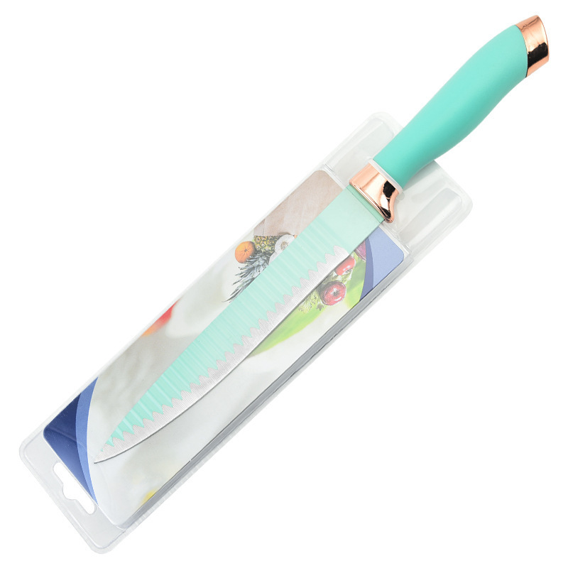 Comercio exterior Venta caliente cuchillo de pintura Doble galvanoplastia cabeza mango patrón de onda cuchillo de cocina cuchillo de acero inoxidable de doble cara de succión