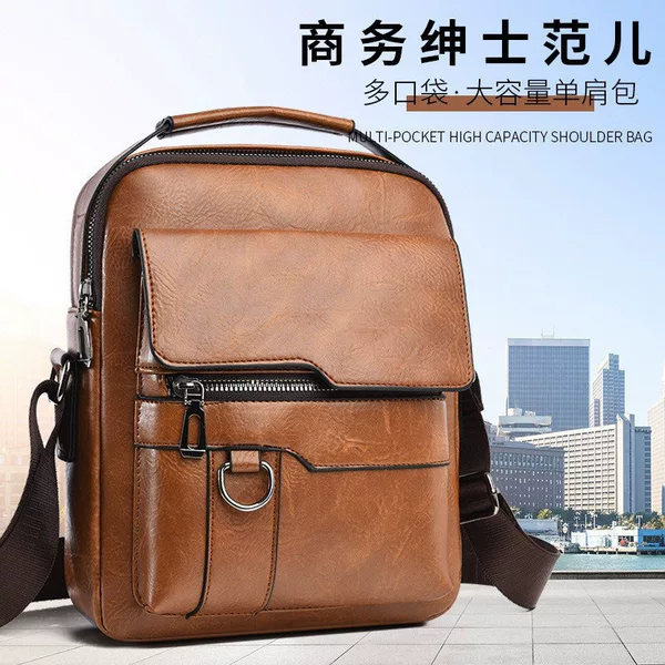 Cross-Border Foreign Trade Shoulder Bag Men's Crossbody Bag Large Capacity Handbag Casual Backpack Vertical Briefcase 2025 New Model