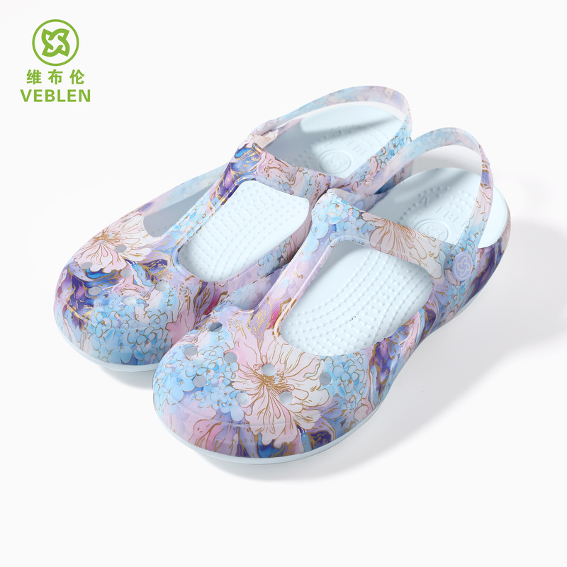 Veblen Clogs Women's Sandals Slippers Thick-Soled Non-Slip Beach Vacation Sandals Slippers Can Be Worn Outside with Flowers