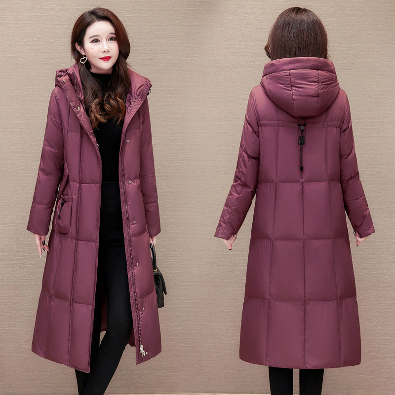 Chaqueta larga de algodón encapuchado para mujeres invierno 2024 nuevo estilo coreano suelto engrosado y cálido abrigo de temperamento de la madre