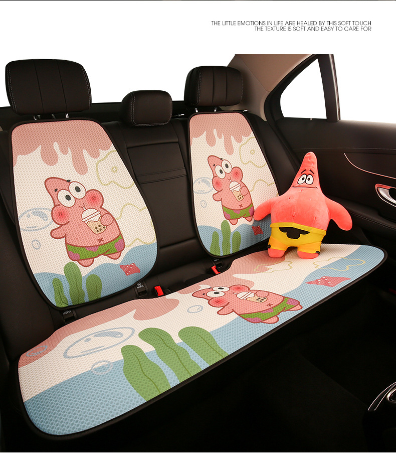 Patrick Star Cartoon Car Seat Cushion, Suitable for All Seasons, Cute Thin Breathable Seat Cover for Girls, Summer Cooling Pad with Ventilation