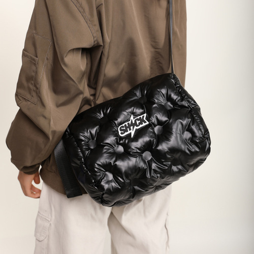 2024 summer new cross-border down bag women's fashion trendy brand crossbody bag space cotton filled cotton pillow bag wholesale