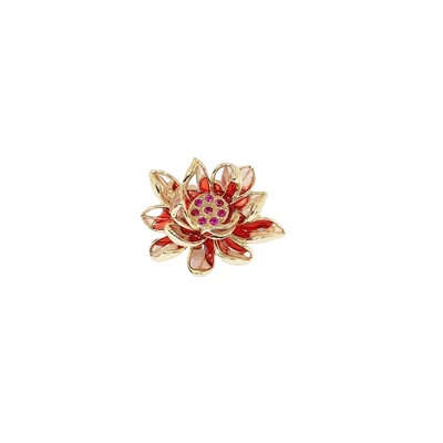 Green Lotus Flower Brooch High-end Yaxa sancaqları - openwork-red-lotus