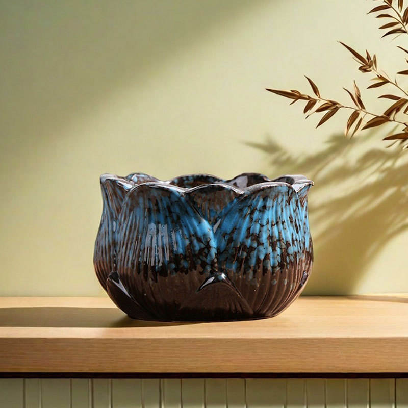 Qunseng maceta de flores de cerámica doméstica maceta de cerámica gruesa de gran calibre maceta de cerámica verde bandeja de flores al por mayor de precios especiales