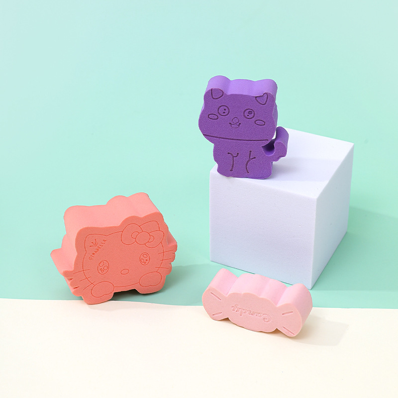 Polvo plano de color sólido personalizado polvo de caramelo de animales polvo de polvo no comer polvo KT gato plano maquillaje esponja almohadilla de aire huevo de maquillaje