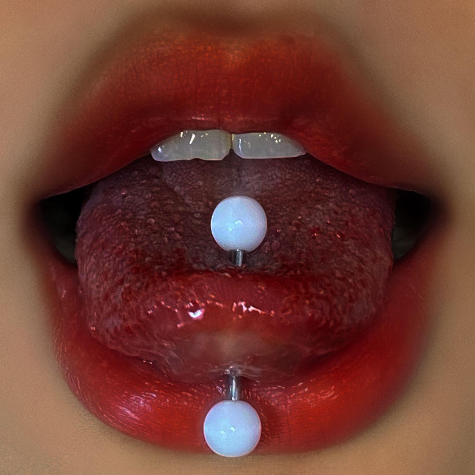 Pointed labret stud close-up product detail