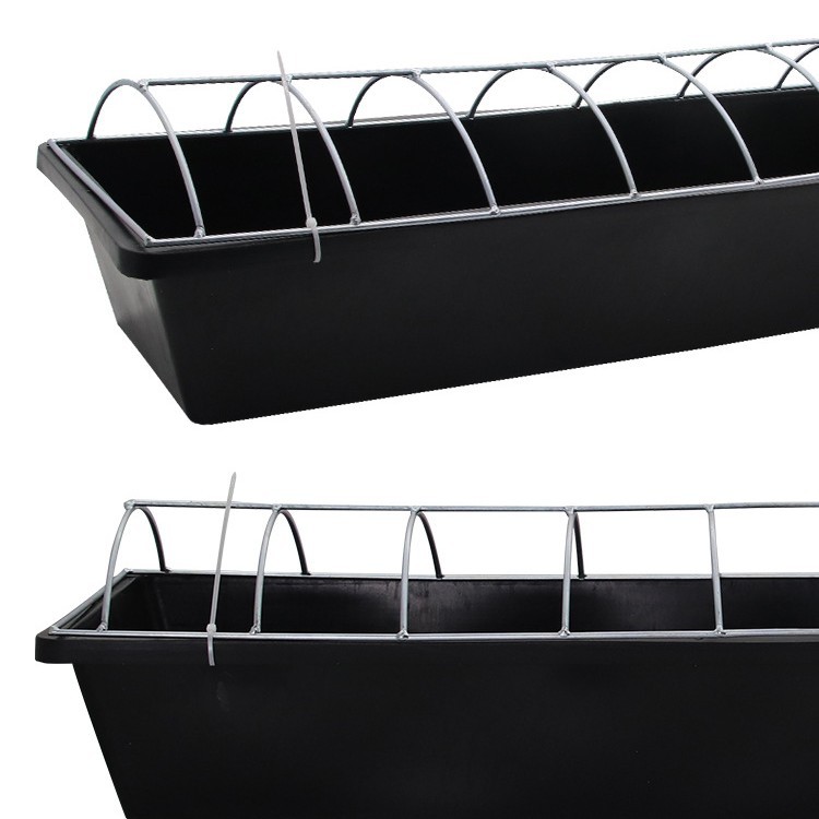 ranura de alimentación de pollo con marco de hierro inferior de tendón de buey, ranura de alimentación larga, ranura de agua de pollo de pollo anti-pisteo, ranura de alimentación alargada