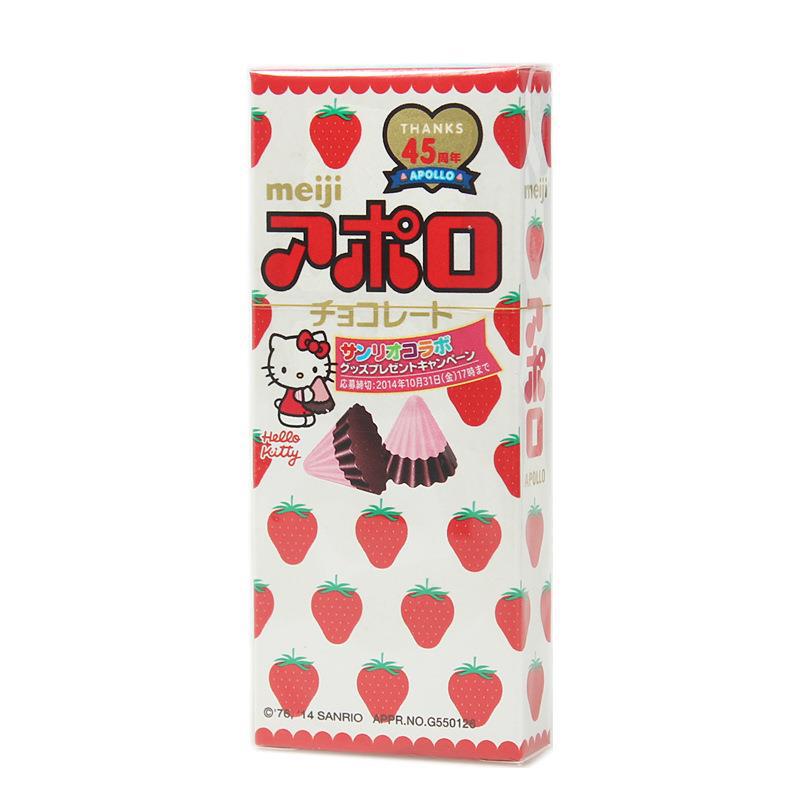 日本进口 Meiji明治Apollo可爱太空船草莓巧克力46g小孩儿童零食