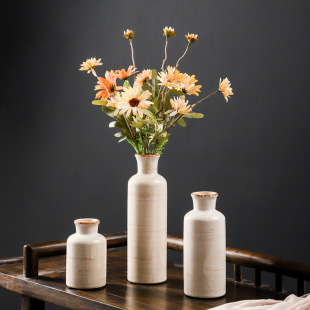 Amazon Vintage Ceramic Vase Crack Glaze Three-Piece Set Flower Ornaments Home Furnishings Vase Pastoral Flower Insert