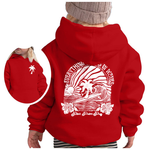 QEEAN BEACH WILD WAVE 1971 printed children's clothing sweater autumn and winter loose boys and girls 'pullover