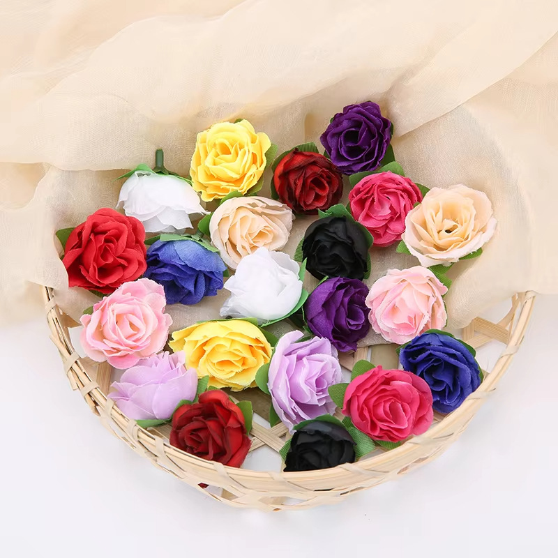 한국식 작은 장미꽃봉오리 조화 실크꽃 DIY 화환, 코사지, 손목꽃, 헤어 장식, 꽃벽, 꽃꽂이 장식 도매