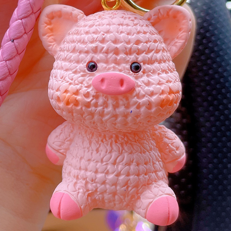 Portachiavi per auto squisito con ciondolo a forma di dinosauro, coppia creativa, piccolo anatra gialla in resina di cartone animato_voghion.com