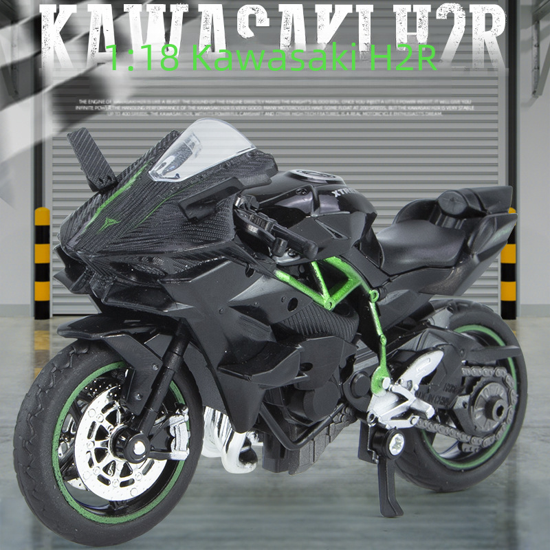 川H2R崎 仿真1/18合金轉向避震摩托車模型玩具兒童擺件男批發禮品