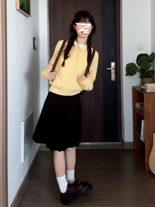 2025新款假两件针织开衫女秋季软糯毛衣设计感小众长袖上衣外套|undefined