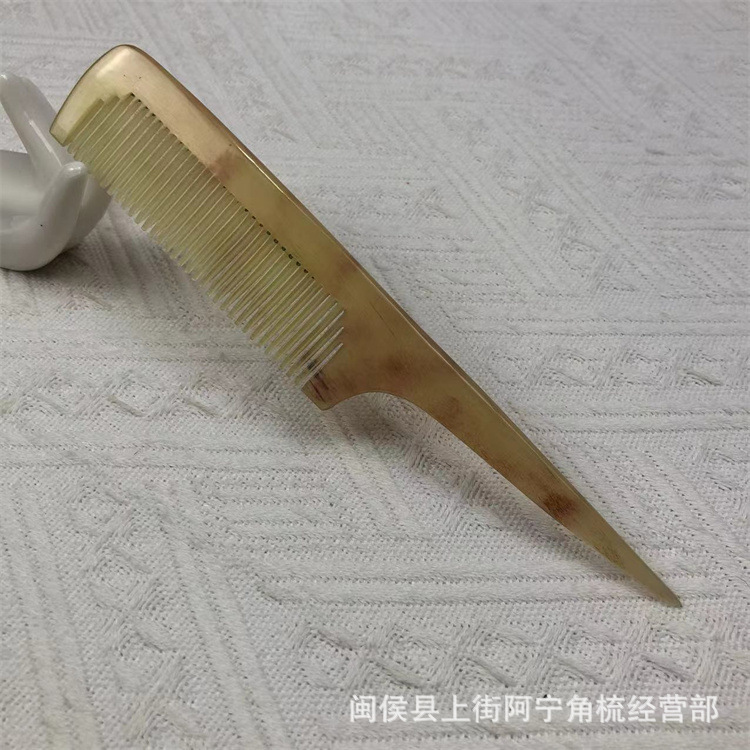 Horn Comb Rat Tail Comb 18cm Fine Tooth Styling Comb for Parting Sectioning and Braiding Hair overview