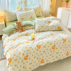 A類母嬰級水洗棉麻雙層紗四件套學生宿舍三件套家用床單被套批發