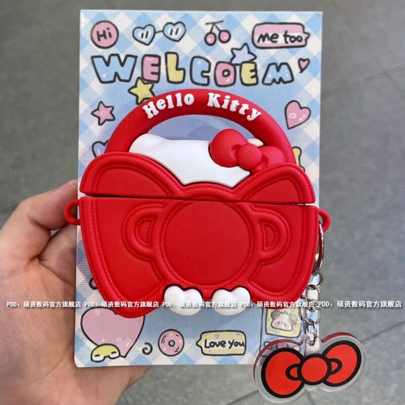 Bow-Knot Kt Cat Handbag Suitable for Airpods4 Protective Case, Apple 2/3 Generation Airpodspro3 Earphone Case Bow-Knot Kt Cat Handbag Suitable for Airpods4 Protective Case, Apple 2/3 Generation Airpodspro3 Earphone Case