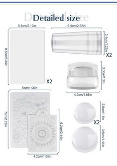 Manicura transfronteriza nueva cabeza simple y doble de silicona transparente con tapa sello de giro francés conjunto completo de herramientas de impresión de uñas DIY