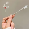 25# White Jade Candle Hairpin-Silver@