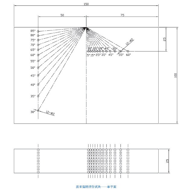 波束偏转评价试块-单平面无损检测探伤试块