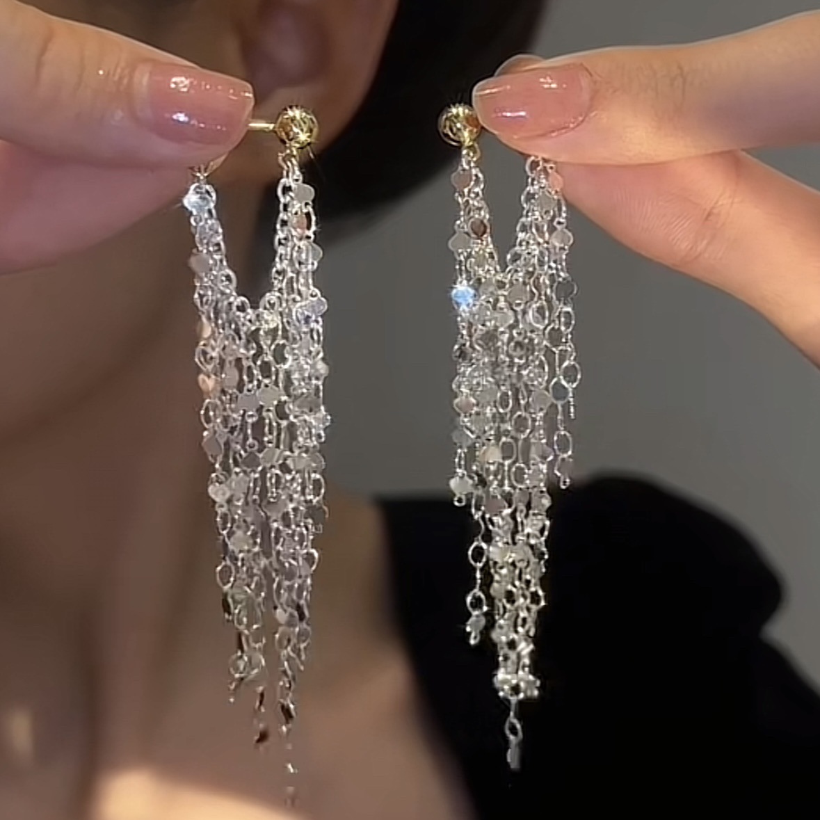 Aguja de plata diamantes geométricos aretes de perlas redondos ligeros de lujo de alta calidad pernos de orejas de estilo francés temperamento femenino orejas de nicho mayorista image 61