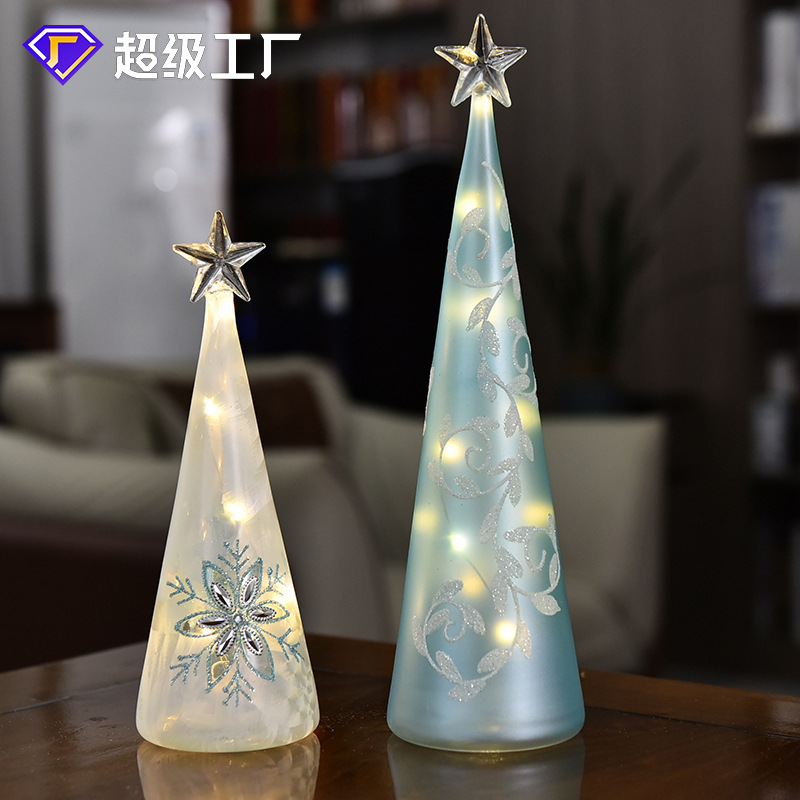 Creativo estrella cristal árbol de Navidad LED luminoso luces de colores de escritorio Navidad vacaciones decoración adornos