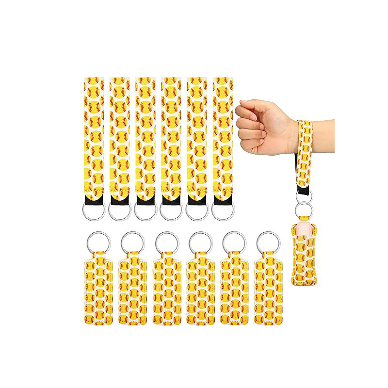 Softball Lipstick Holder Baseball Diving Material Wristband Keychain Women's Yellow Lipstick Keychain Clip Lipstick Belt