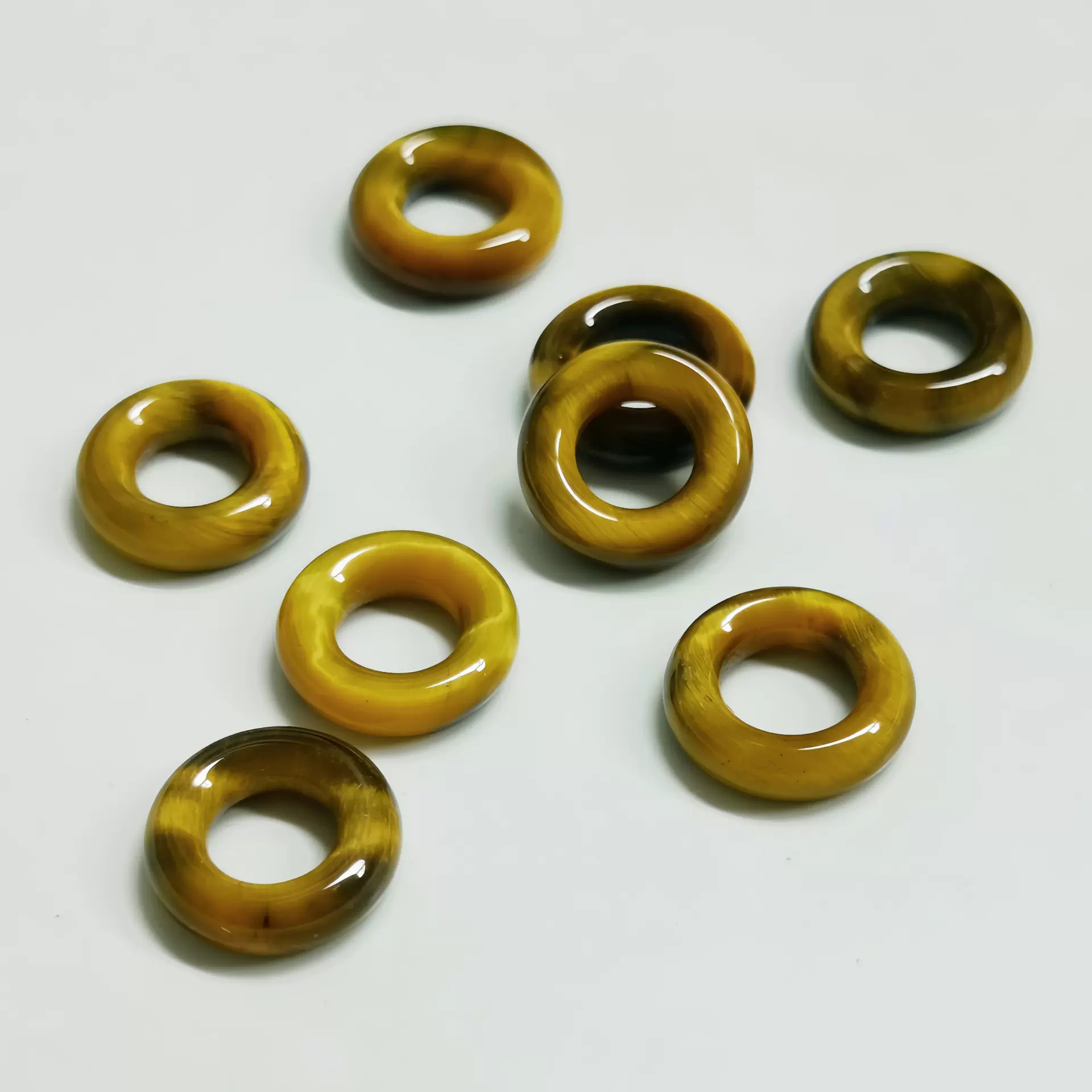 天然非洲虎眼石水泡圈圆圈圆环吊坠散装DIY配件12mm