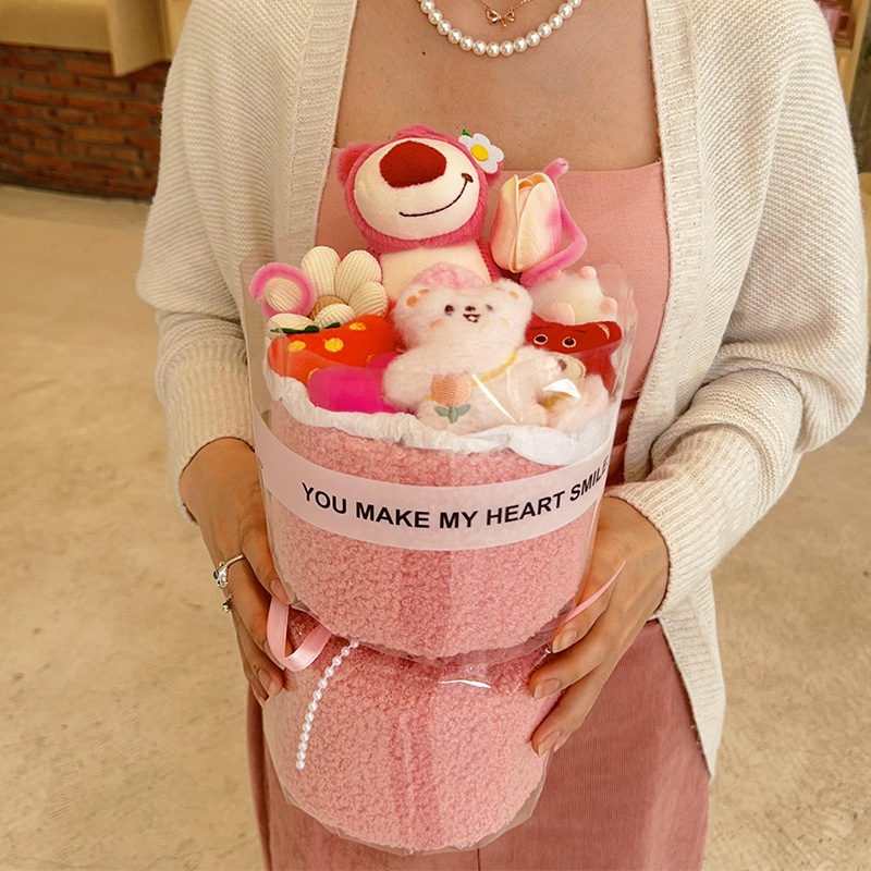 Día de San Valentín regalos creativos muñecas flores diosa muñecas flores acabados muñecas de peluche dibujos animados ramo de Navidad