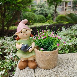 Outdoor Garden Courtyard Balcony Cute Mini Girl Succulent Flower Pot Character Resin Decorative Ornaments