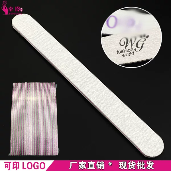 Zebra Pattern Straight Gray-White Double-Sided Sandpaper Nail File Gray Shaping Strip Short Manicure Tool