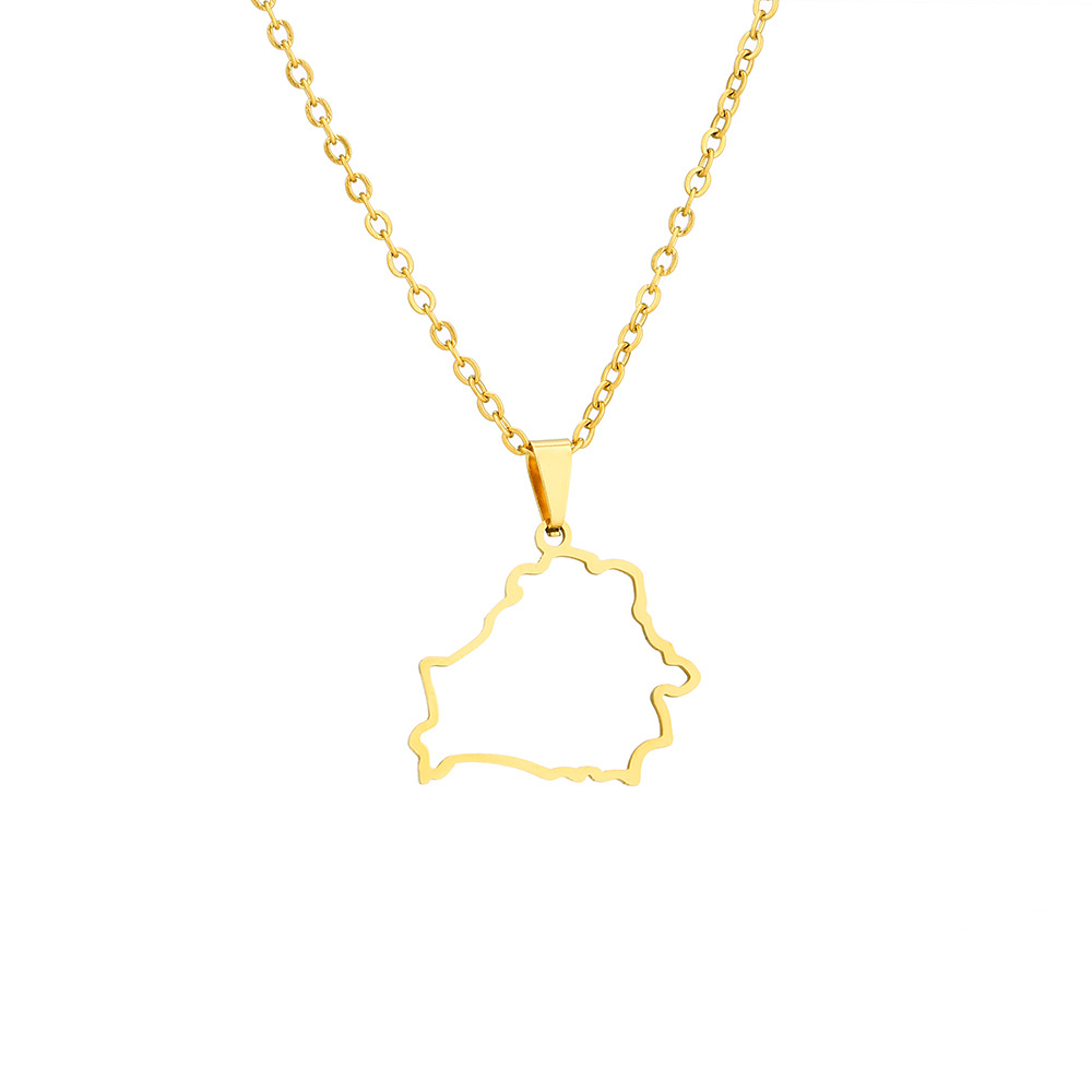 Collar de estilo hueco de oro bielorruso hueco de acero de titanio de moda Collar de pareja con colgante geométrico para hombres y mujeres