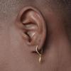 Golden universal earrings suitable for men and women hip-hop style, silver 925 sample, diamond encrusted