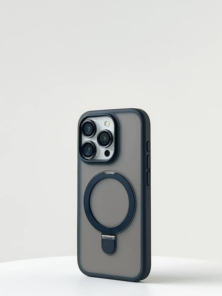 Coque magnétique givrée avec protection objectif pour iphone_voghion.com