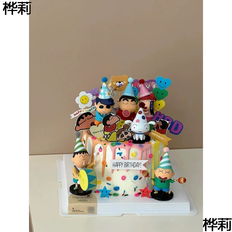 Интернет-знаменитости, украшения для торта, забавные карандаши, Шин-Чан, мультяшные детские аксессуары для десертного стола на день рождения