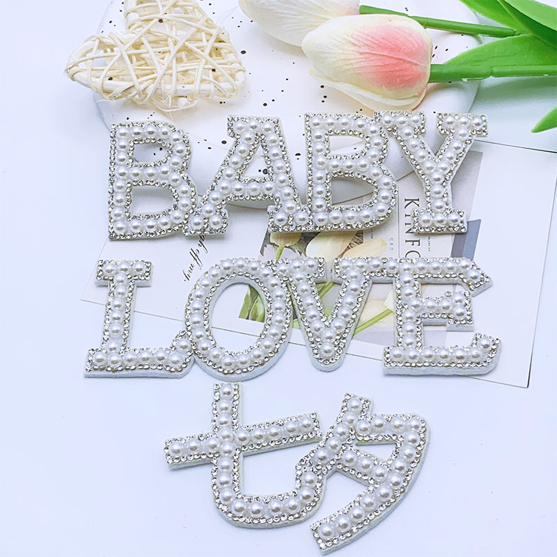 字母插牌LOVE BABY 蛋糕鲜花礼品包装配饰服装鞋帽烫钻珍珠布贴