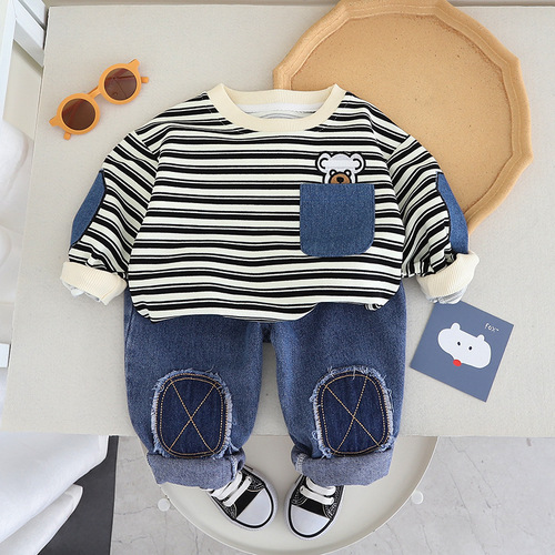 Baby boy round neck sweatshirt suit  new clothes children infant casual baby boy autumn suit