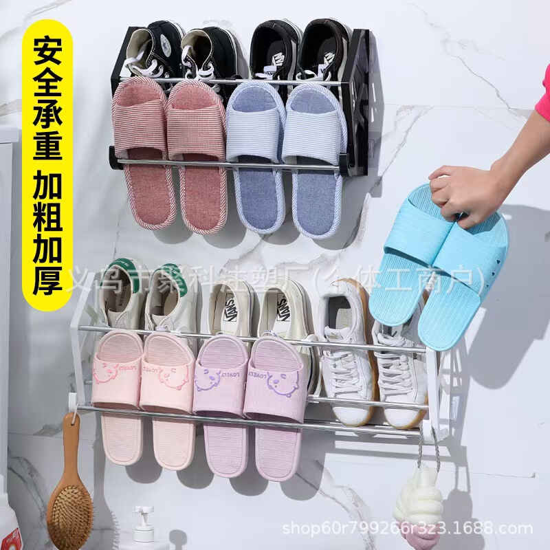 菲律宾热销免打孔免钉门后简易鞋架组装鞋架浴室拖鞋架壁挂置物架|undefined