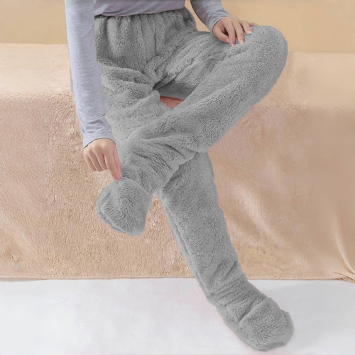 Winter integrated sleeping bag, feet, thickened, home pajamas, socks, ankle protection, knee pads, loose dormitory