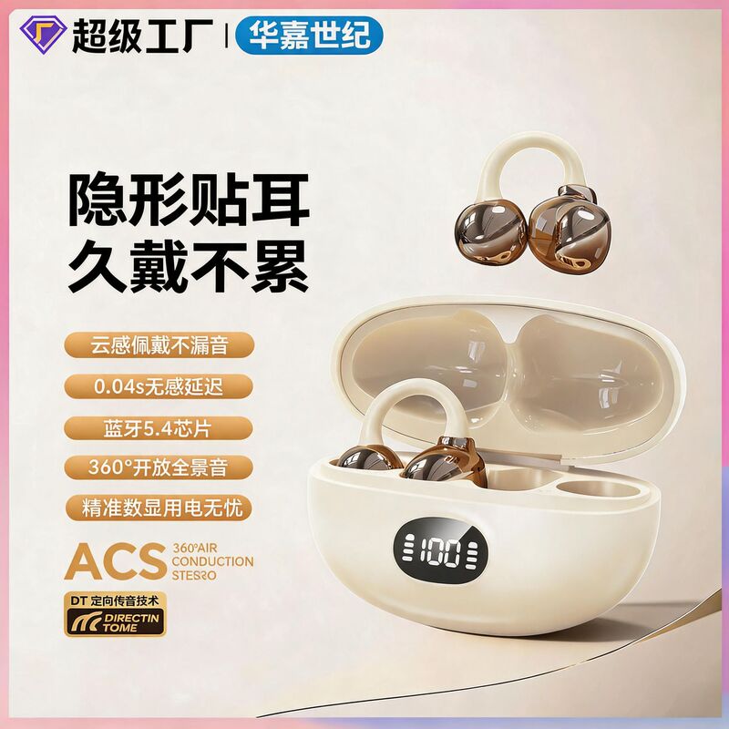 New Bluetooth Headset S6Pro Digital Display Air Conduction Headset Clip-On Ear Non-In-Ear Bluetooth Wireless Headset