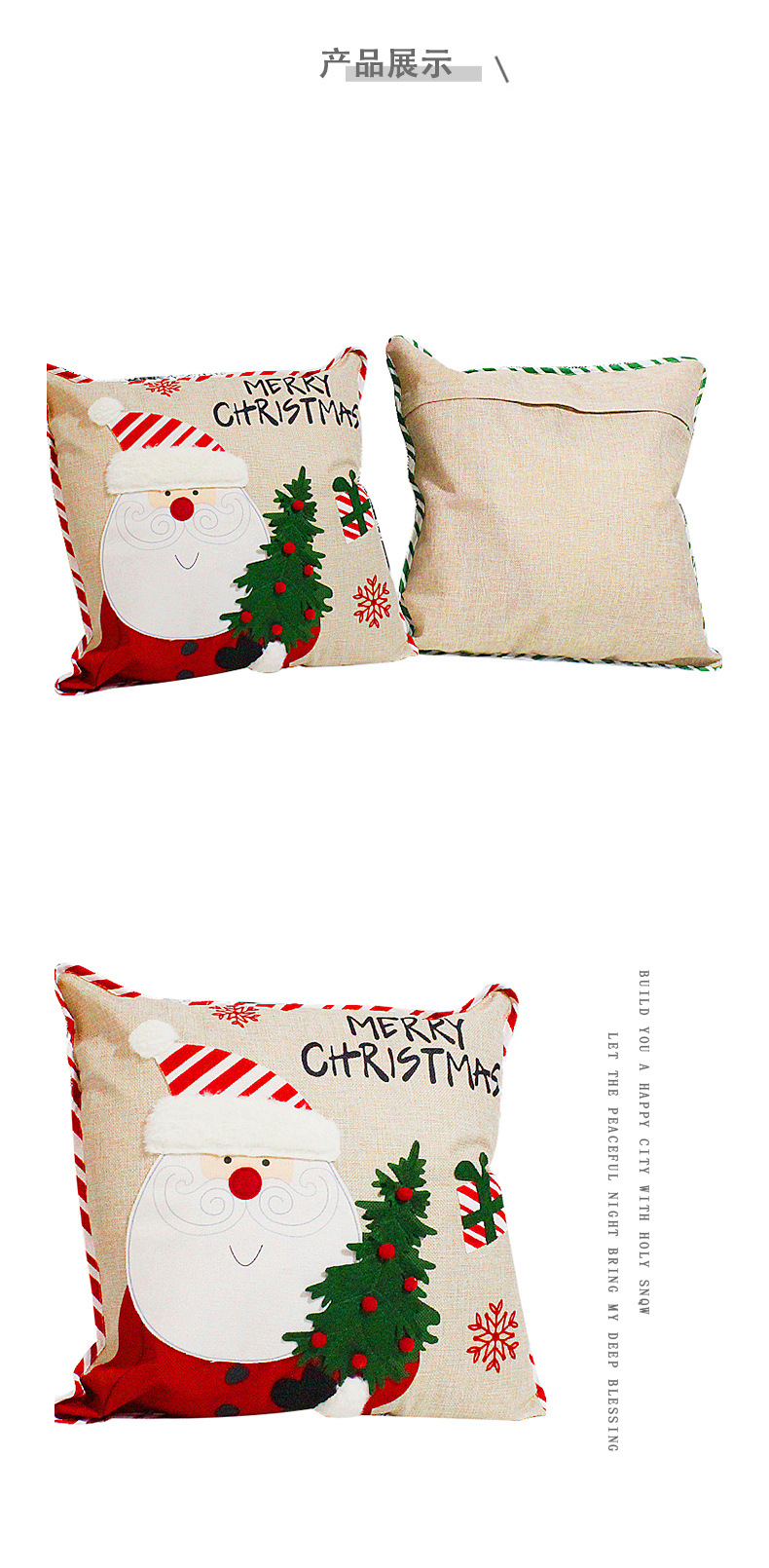 Snowman Hugging Pillowcase Christmas Pillow Linen Sofa Pillow Case Car Cushion Cover Wholesale display picture 3