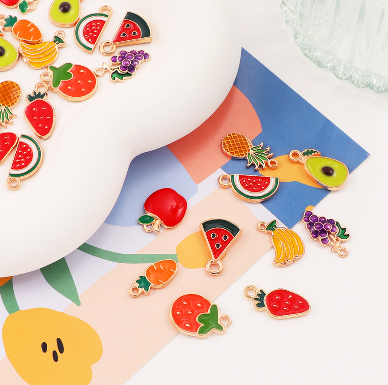 Alloy Material Fruit, Pineapple, Watermelon Pattern 1 Piece 18 * 9mm Hole 2~2.9mm Alloy Fruit Pineapple Watermelon Charms Pendant